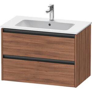 Duravit Ketho 2 wastafelonderbouwkast met 2 laden 81x48x55cm met grepen antraciet noten mat K25263079790000