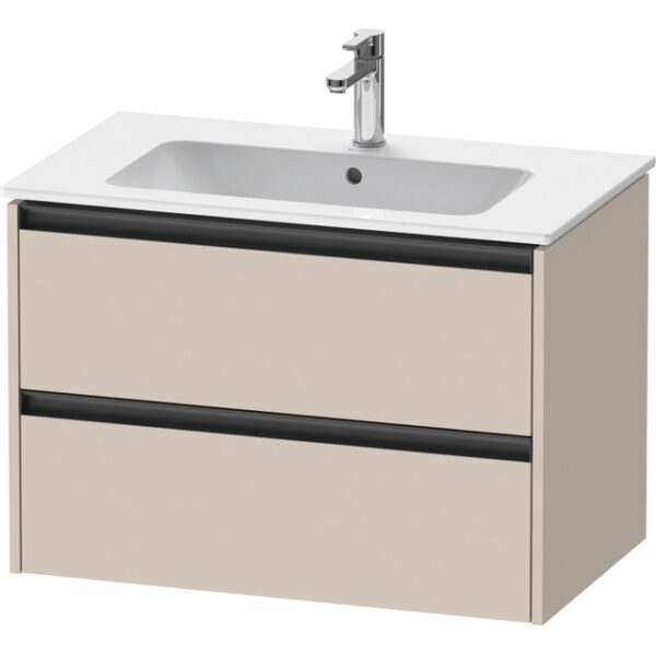 Duravit Ketho 2 wastafelonderbouwkast met 2 laden 81x48x55cm met grepen antraciet taupe mat K25263091910000