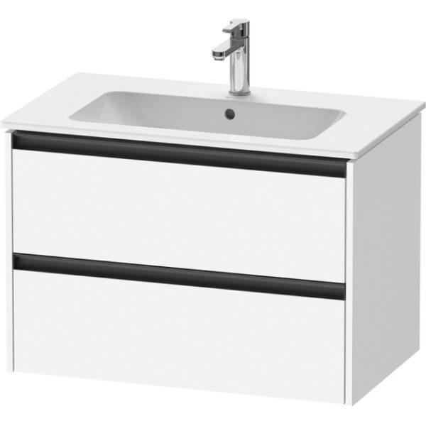 Duravit Ketho 2 wastafelonderbouwkast met 2 laden 81x48x55cm met grepen antraciet wit mat K25263018180000