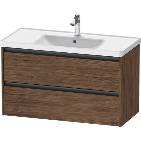 Duravit Ketho 2 wastafelonderbouwkast met 2 laden 98.4x45.5x54.9cm met grepen antraciet donker noten mat K25284021210000