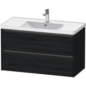 Duravit Ketho 2 wastafelonderbouwkast met 2 laden 98.4x45.5x54.9cm met grepen antraciet eiken zwart mat K25284016160000