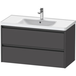 Duravit Ketho 2 wastafelonderbouwkast met 2 laden 98.4x45.5x54.9cm met grepen antraciet grafiet mat K25284049490000