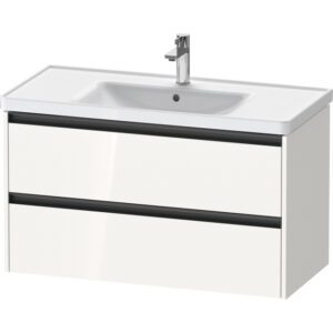 Duravit Ketho 2 wastafelonderbouwkast met 2 laden 98.4x45.5x54.9cm met grepen antraciet hoogglans wit K25284022220000