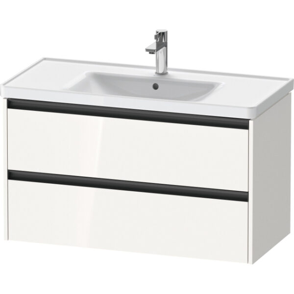 Duravit Ketho 2 wastafelonderbouwkast met 2 laden 98.4x45.5x54.9cm met grepen antraciet hoogglans wit K25284022220000