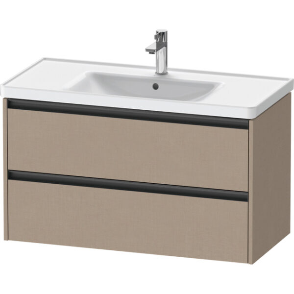 duravit ketho 2 wastafelonderbouwkast met 2 laden 98.4x45.5x54.9cm met grepen antraciet linnen mat sw773070