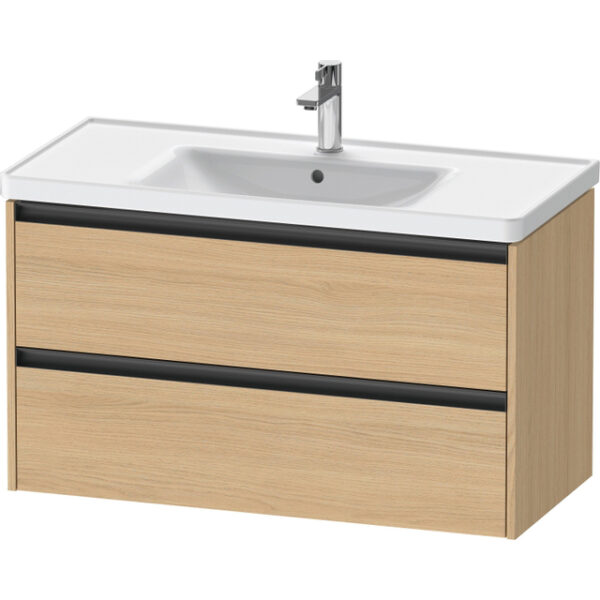 Duravit Ketho 2 wastafelonderbouwkast met 2 laden 98.4x45.5x54.9cm met grepen antraciet natuur eiken mat K25284030300000