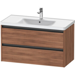 duravit ketho 2 wastafelonderbouwkast met 2 laden 98.4x45.5x54.9cm met grepen antraciet noten mat sw773107