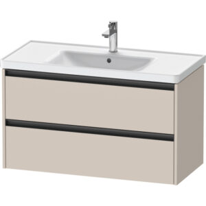 Duravit Ketho 2 wastafelonderbouwkast met 2 laden 98.4x45.5x54.9cm met grepen antraciet taupe mat K25284091910000