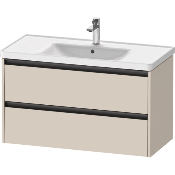 Duravit Ketho 2 wastafelonderbouwkast met 2 laden 98.4x45.5x54.9cm met grepen antraciet taupe supermat K25284083830000