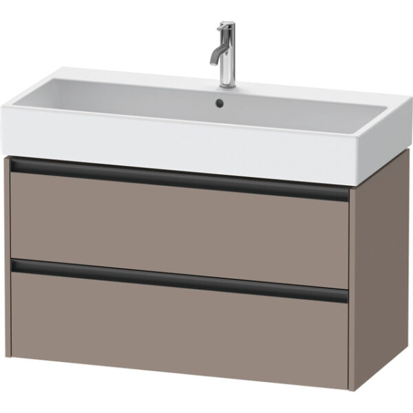 Duravit Ketho 2 wastafelonderbouwkast met 2 laden 98.4x46x54.9cm met grepen antraciet basalt mat K25278043430000