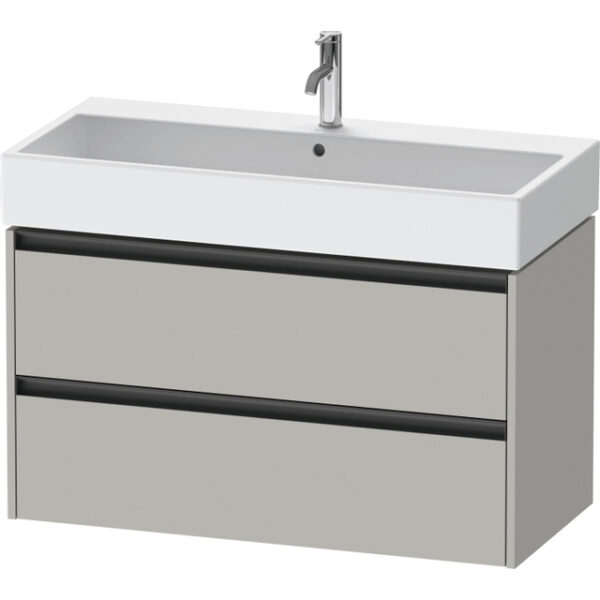 Duravit Ketho 2 wastafelonderbouwkast met 2 laden 98.4x46x54.9cm met grepen antraciet betongrijs mat K25278007070000