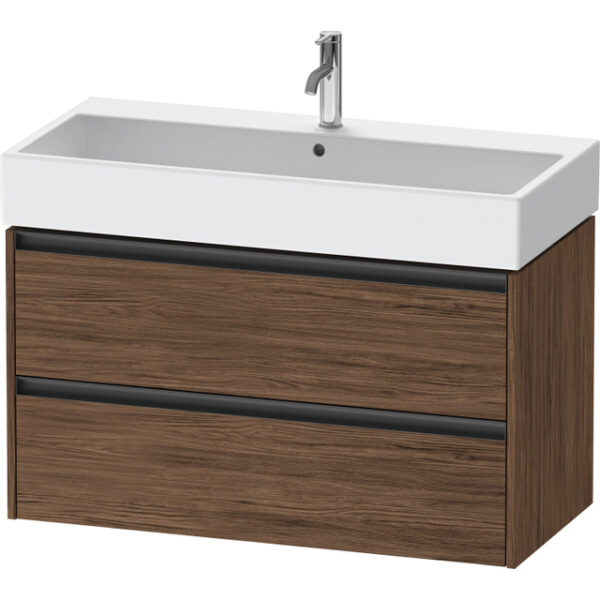 duravit ketho 2 wastafelonderbouwkast met 2 laden 98.4x46x54.9cm met grepen antraciet donker noten mat sw772015