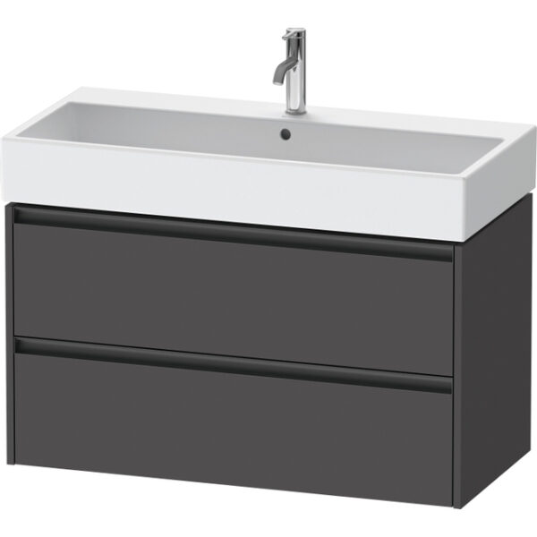 Duravit Ketho 2 wastafelonderbouwkast met 2 laden 98.4x46x54.9cm met grepen antraciet grafiet mat K25278049490000