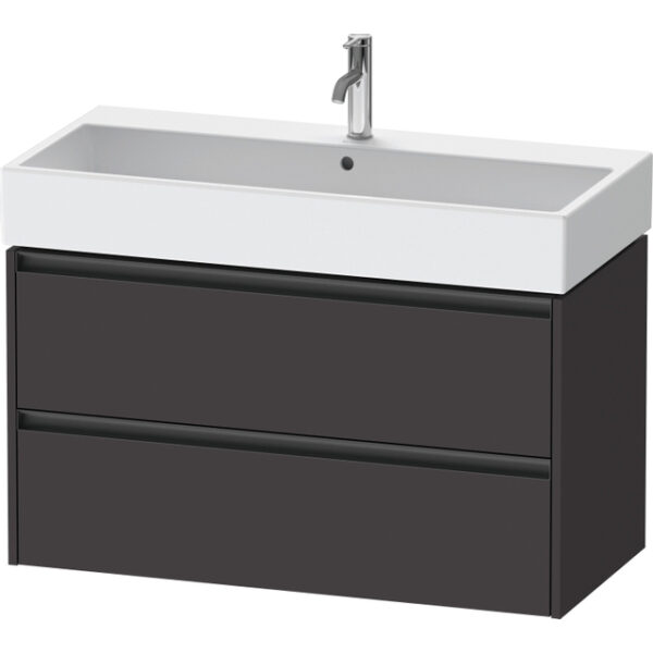 duravit ketho 2 wastafelonderbouwkast met 2 laden 98.4x46x54.9cm met grepen antraciet grafiet supermat sw772353