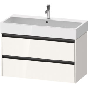 Duravit Ketho 2 wastafelonderbouwkast met 2 laden 98.4x46x54.9cm met grepen antraciet hoogglans wit K25278022220000