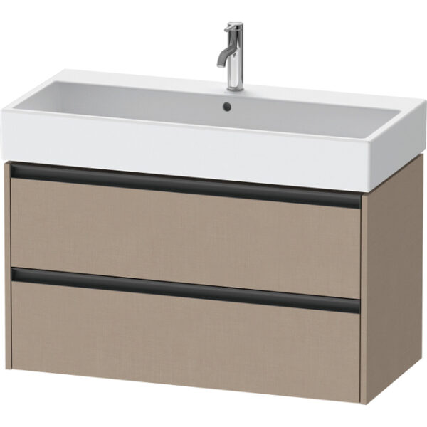 duravit ketho 2 wastafelonderbouwkast met 2 laden 98.4x46x54.9cm met grepen antraciet linnen mat sw773066