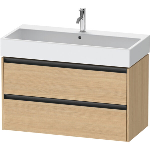 duravit ketho 2 wastafelonderbouwkast met 2 laden 98.4x46x54.9cm met grepen antraciet natuur eiken mat sw771782