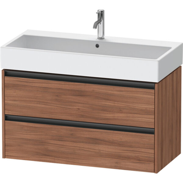 Duravit Ketho 2 wastafelonderbouwkast met 2 laden 98.4x46x54.9cm met grepen antraciet noten mat K25278079790000