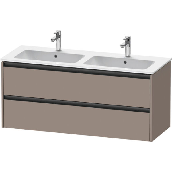 Duravit Ketho 2 wastafelonderbouwkast met 2 laden voor dubbele wastafel 128x48x55cm met grepen antraciet basalt mat K25266043430000