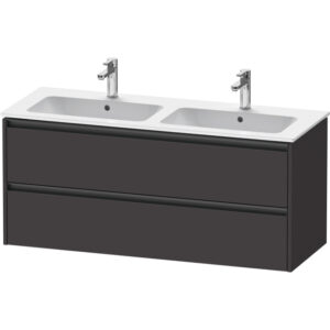 duravit ketho 2 wastafelonderbouwkast met 2 laden voor dubbele wastafel 128x48x55cm met grepen antraciet grafiet supermat sw772337