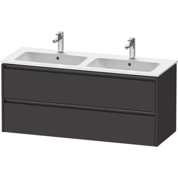 duravit ketho 2 wastafelonderbouwkast met 2 laden voor dubbele wastafel 128x48x55cm met grepen antraciet grafiet supermat sw772337