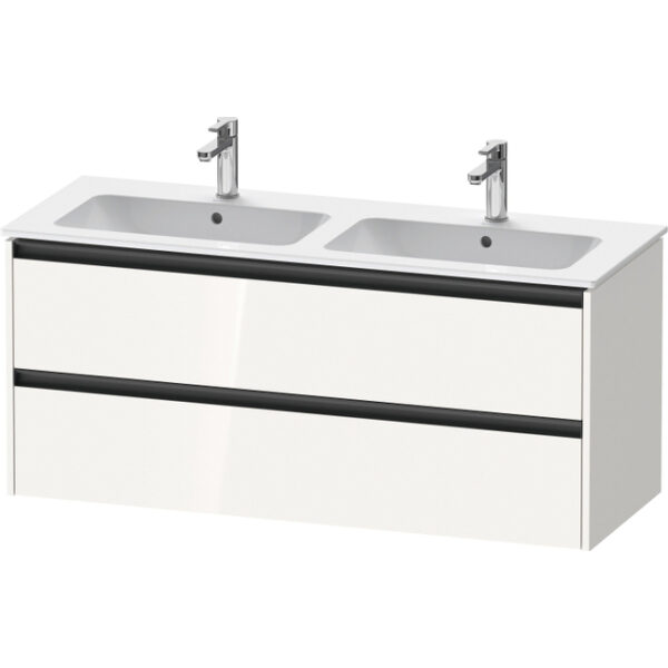 duravit ketho 2 wastafelonderbouwkast met 2 laden voor dubbele wastafel 128x48x55cm met grepen antraciet hoogglans wit sw771850