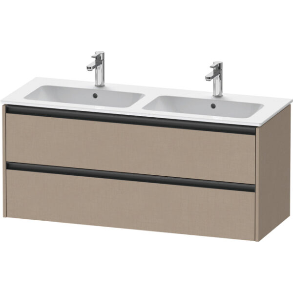 Duravit Ketho 2 wastafelonderbouwkast met 2 laden voor dubbele wastafel 128x48x55cm met grepen antraciet Linnen mat K25266075750000