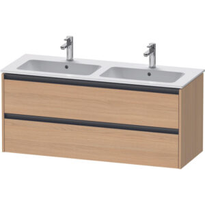 duravit ketho 2 wastafelonderbouwkast met 2 laden voor dubbele wastafel 128x48x55cm met grepen antraciet natuur eiken mat sw771912