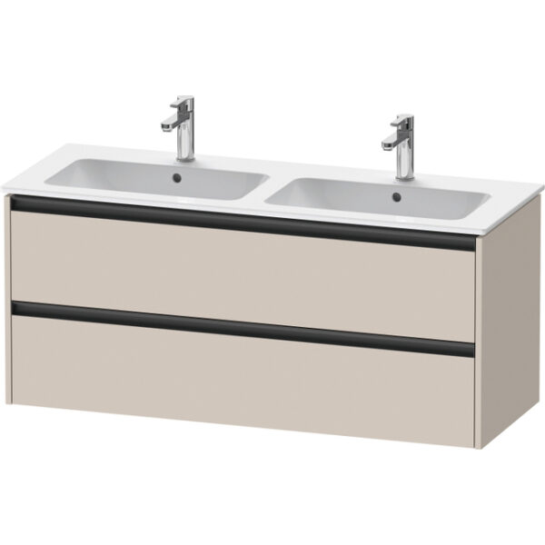 Duravit Ketho 2 wastafelonderbouwkast met 2 laden voor dubbele wastafel 128x48x55cm met grepen antraciet taupe mat K25266091910000