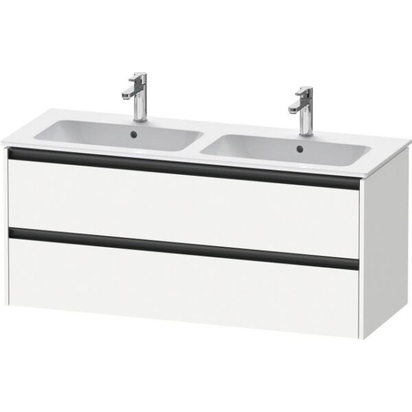 Duravit Ketho 2 wastafelonderbouwkast met 2 laden voor dubbele wastafel 128x48x55cm met grepen antraciet wit mat K25266018180000