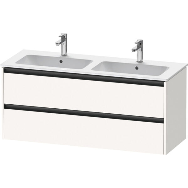 Duravit Ketho 2 wastafelonderbouwkast met 2 laden voor dubbele wastafel 128x48x55cm met grepen antraciet wit supermat K25266084840000