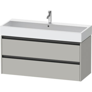 Duravit Ketho 2 wastafelonderbouwkast met 2 laden voor enkele wastafel 118.4x46x54.9cm met grepen antraciet betongrijs mat K25279007070000