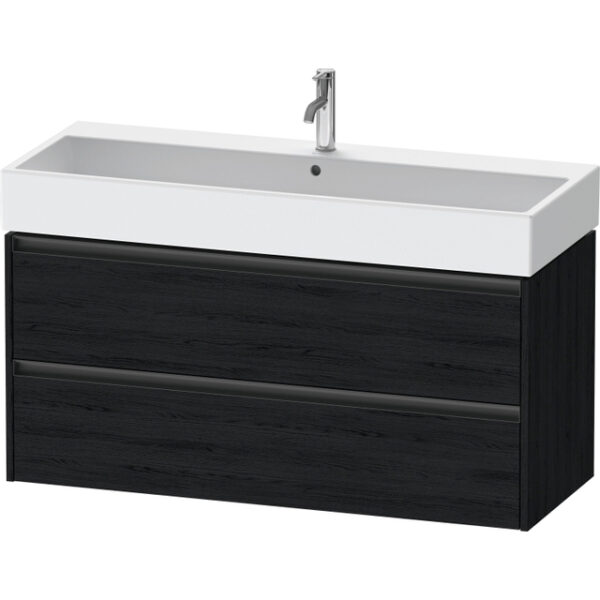 Duravit Ketho 2 wastafelonderbouwkast met 2 laden voor enkele wastafel 118.4x46x54.9cm met grepen antraciet eiken zwart mat K25279016160000