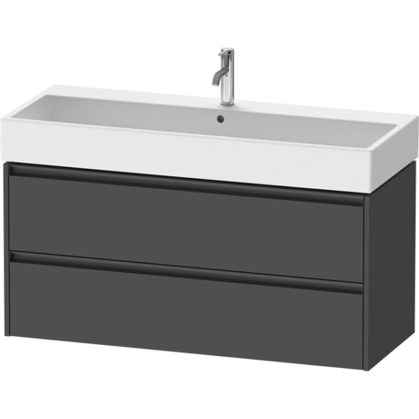 Duravit Ketho 2 wastafelonderbouwkast met 2 laden voor enkele wastafel 118.4x46x54.9cm met grepen antraciet grafiet mat K25279049490000