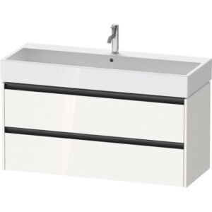 Duravit Ketho 2 wastafelonderbouwkast met 2 laden voor enkele wastafel 118.4x46x54.9cm met grepen antraciet hoogglans wit K25279022220000