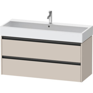 duravit ketho 2 wastafelonderbouwkast met 2 laden voor enkele wastafel 118.4x46x54.9cm met grepen antraciet taupe mat sw772995