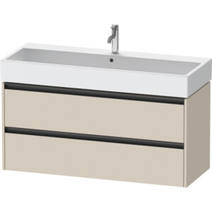 Duravit Ketho 2 wastafelonderbouwkast met 2 laden voor enkele wastafel 118.4x46x54.9cm met grepen antraciet taupe supermat K25279083830000