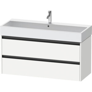 duravit ketho 2 wastafelonderbouwkast met 2 laden voor enkele wastafel 118.4x46x54.9cm met grepen antraciet wit mat sw772915