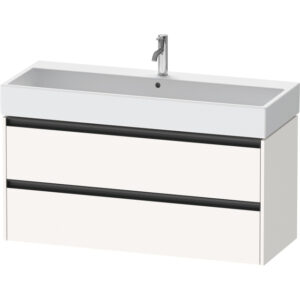 Duravit Ketho 2 wastafelonderbouwkast met 2 laden voor enkele wastafel 118.4x46x54.9cm met grepen antraciet wit supermat K25279084840000