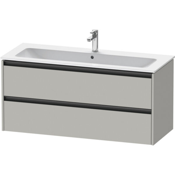 Duravit Ketho 2 wastafelonderbouwkast met 2 laden voor enkele wastafel 121x48x55cm met grepen antraciet betongrijs mat K25265007070000