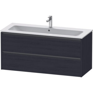 Duravit Ketho 2 wastafelonderbouwkast met 2 laden voor enkele wastafel 121x48x55cm met grepen antraciet eiken zwart mat K25265016160000