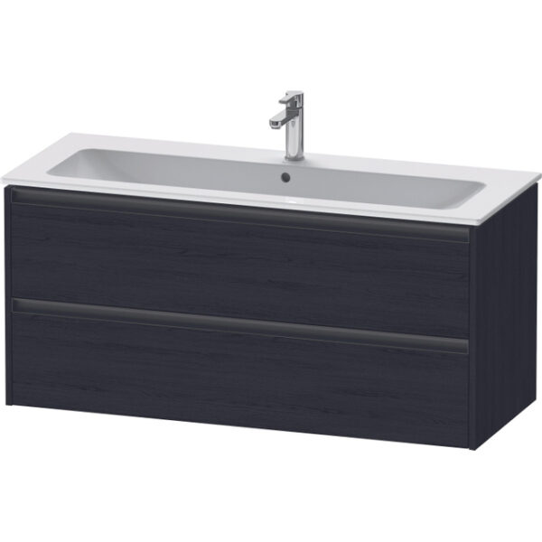 Duravit Ketho 2 wastafelonderbouwkast met 2 laden voor enkele wastafel 121x48x55cm met grepen antraciet eiken zwart mat K25265016160000