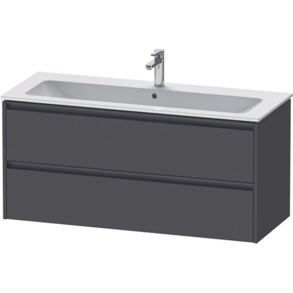 Duravit Ketho 2 wastafelonderbouwkast met 2 laden voor enkele wastafel 121x48x55cm met grepen antraciet grafiet mat K25265049490000