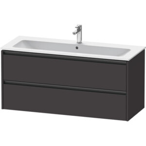 Duravit Ketho 2 wastafelonderbouwkast met 2 laden voor enkele wastafel 121x48x55cm met grepen antraciet grafiet supermat K25265080800000