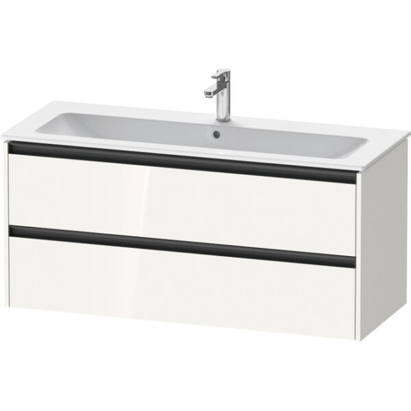 duravit ketho 2 wastafelonderbouwkast met 2 laden voor enkele wastafel 121x48x55cm met grepen antraciet hoogglans wit sw772936