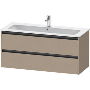 Duravit Ketho 2 wastafelonderbouwkast met 2 laden voor enkele wastafel 121x48x55cm met grepen antraciet Linnen mat K25265075750000