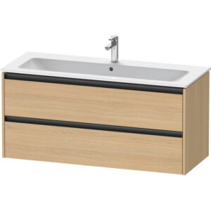 Duravit Ketho 2 wastafelonderbouwkast met 2 laden voor enkele wastafel 121x48x55cm met grepen antraciet natuur eiken mat K25265030300000