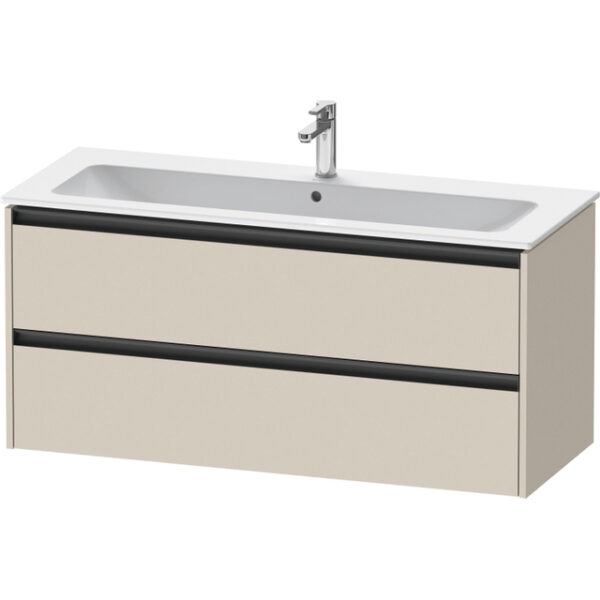 Duravit Ketho 2 wastafelonderbouwkast met 2 laden voor enkele wastafel 121x48x55cm met grepen antraciet taupe supermat K25265083830000