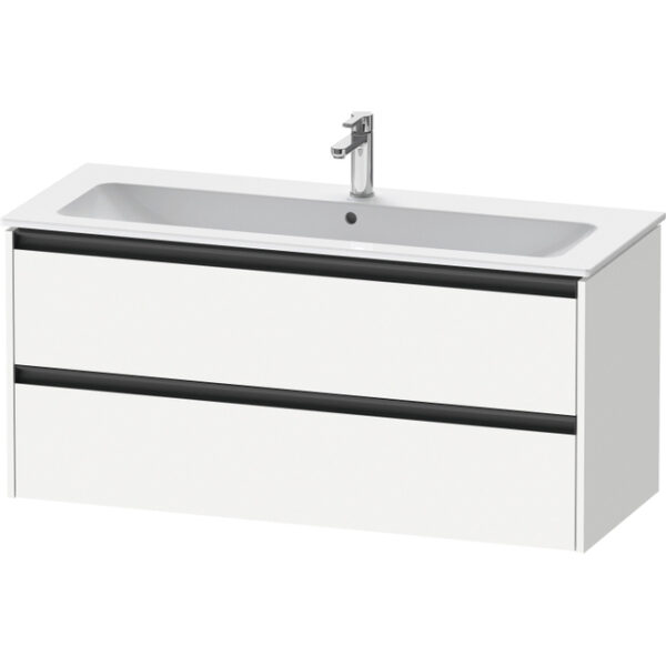 Duravit Ketho 2 wastafelonderbouwkast met 2 laden voor enkele wastafel 121x48x55cm met grepen antraciet wit mat K25265018180000