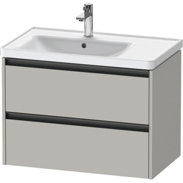 Duravit Ketho 2 wastafelonderbouwkast met 2 laden voor waskom links 78.4x45.5x54.9cm met grepen antraciet betongrijs mat K25285007070000